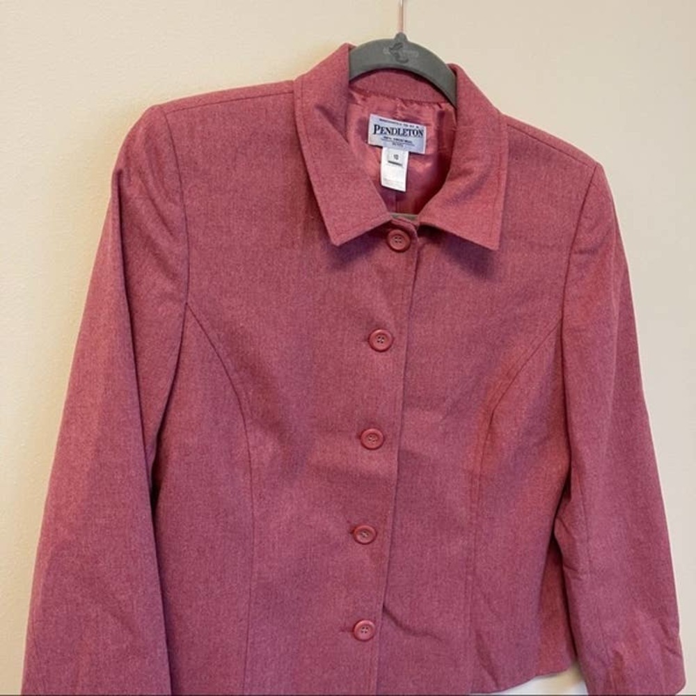 Pendleton Pink Button Front Blazer Wool Jacket 10p - image 6